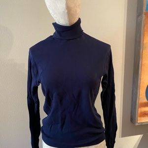 Brooks Brothers Melanie Navy Blue 100% Cotton Turtleneck Size L